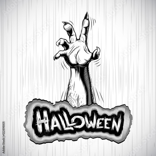 Hand of corpse zombie from grave - the halloween symbol; Vector background Eps8