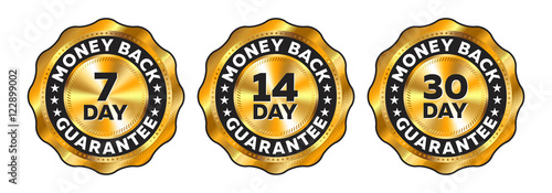 Money Back Guarantee Labels - 7 Day - 14 Day - 30 Day