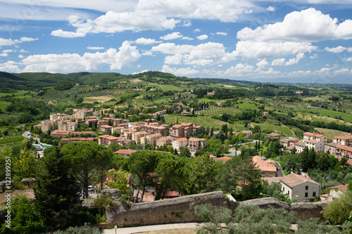 Chianti, Tuscany view from town San Gimigiano, Italy.