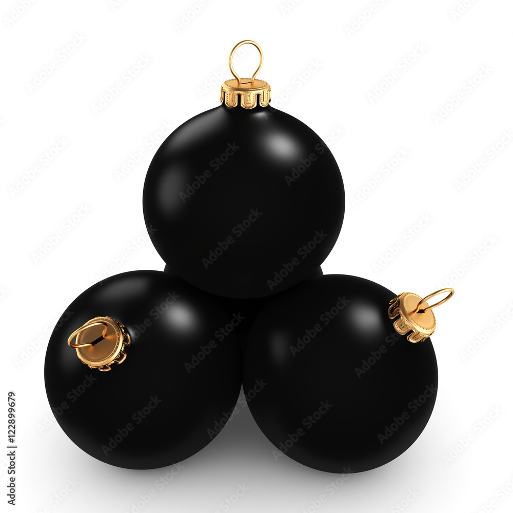 3D rendering Black Christmas ball 3D rendering Black Christmas ball