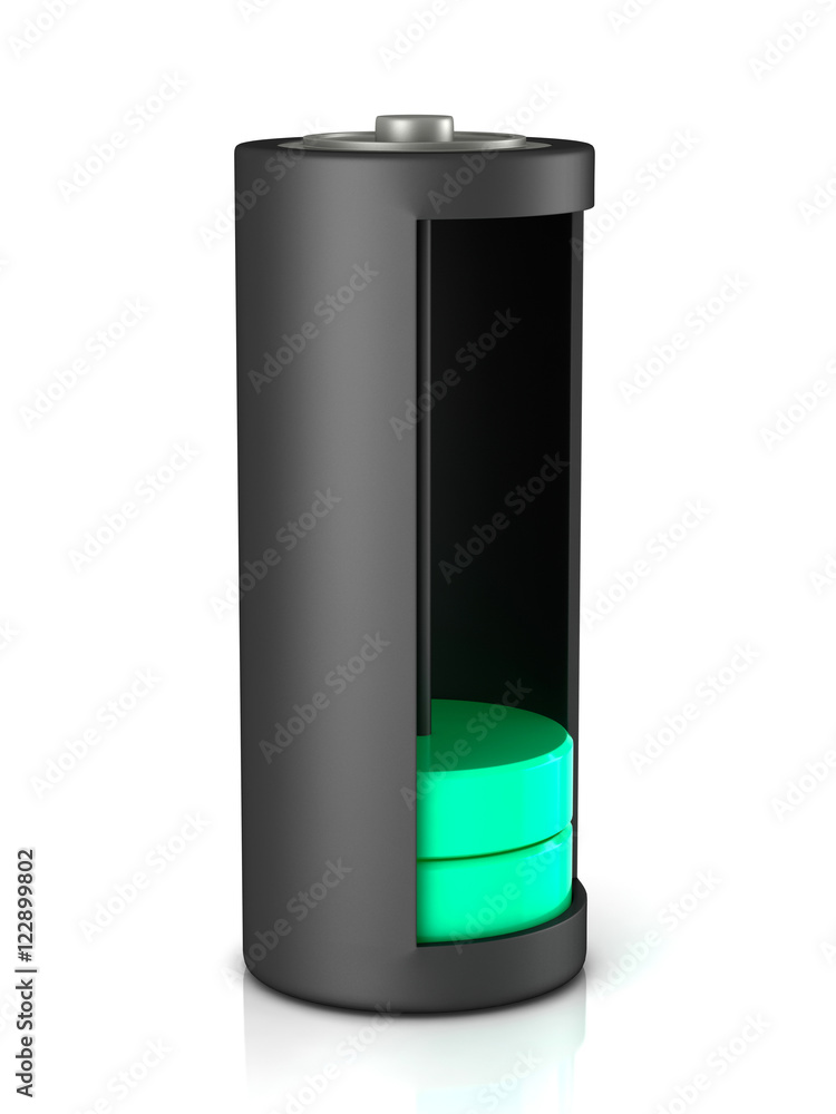 3D rendering. Battery load icon 3D rendering. Battery load icon