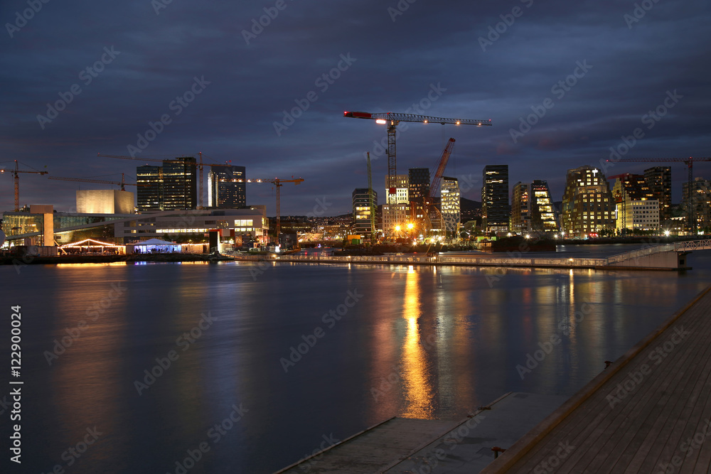 Panoramic View Of Modern buildings in Oslo, Norway