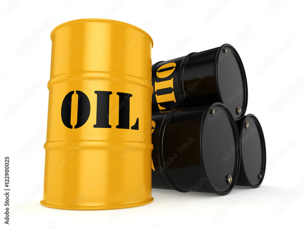 3D rendering Black oil barrels 3D rendering Black oil barrels