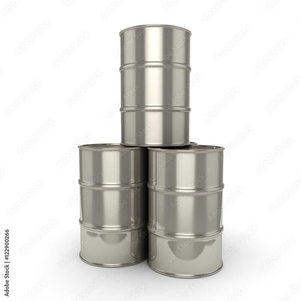 3D rendering Many chrome barrels 3D rendering Many chrome barrels
