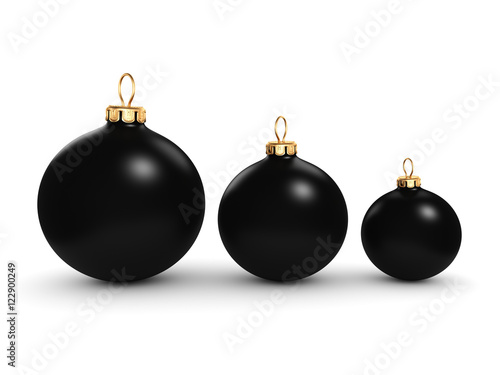 3D rendering Black Christmas ball