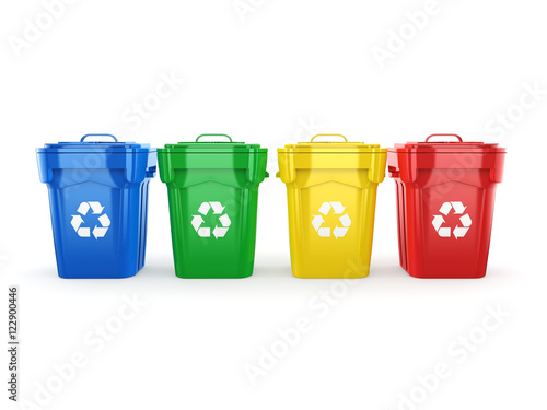 3D rendering Multicolor Recycling Bins