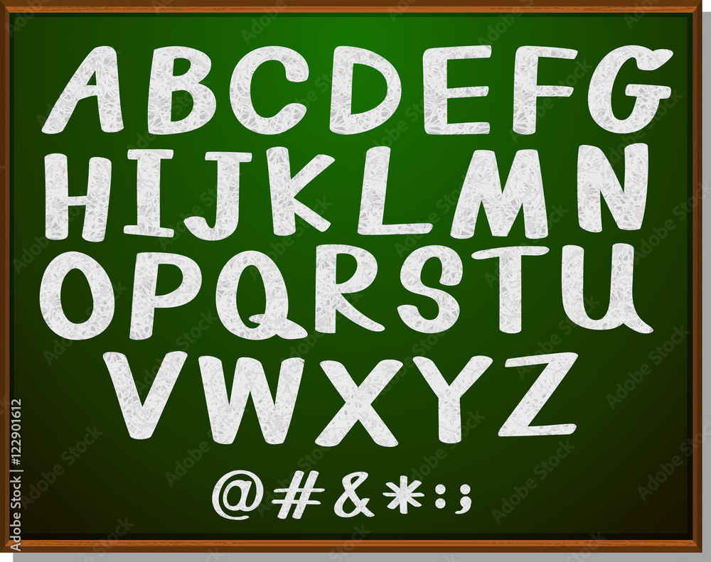 English alphabets on blackboard English alphabets on blackboard