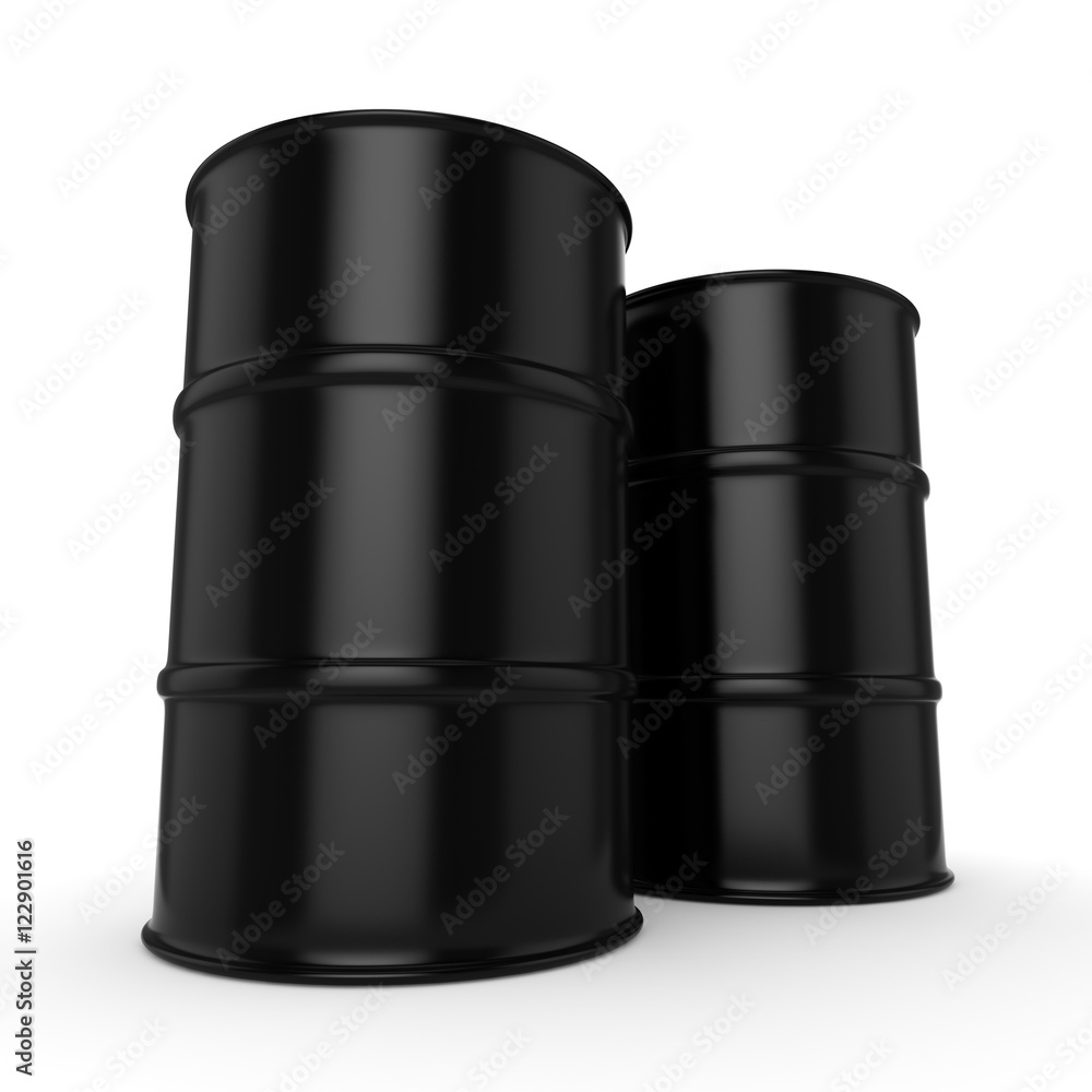 3D rendering black barrels 3D rendering black barrels
