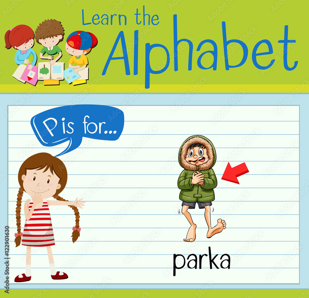 Flashcard letter P is for parka Flashcard letter P is for parka