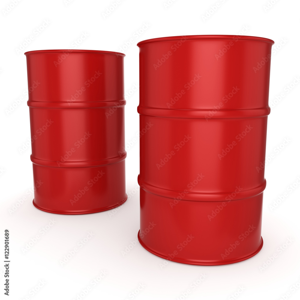 3D rendering red barrels 3D rendering red barrels