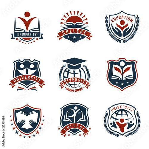 Colorful University Logos Isolated Set