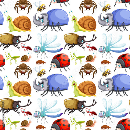 Seamless background design with many insects