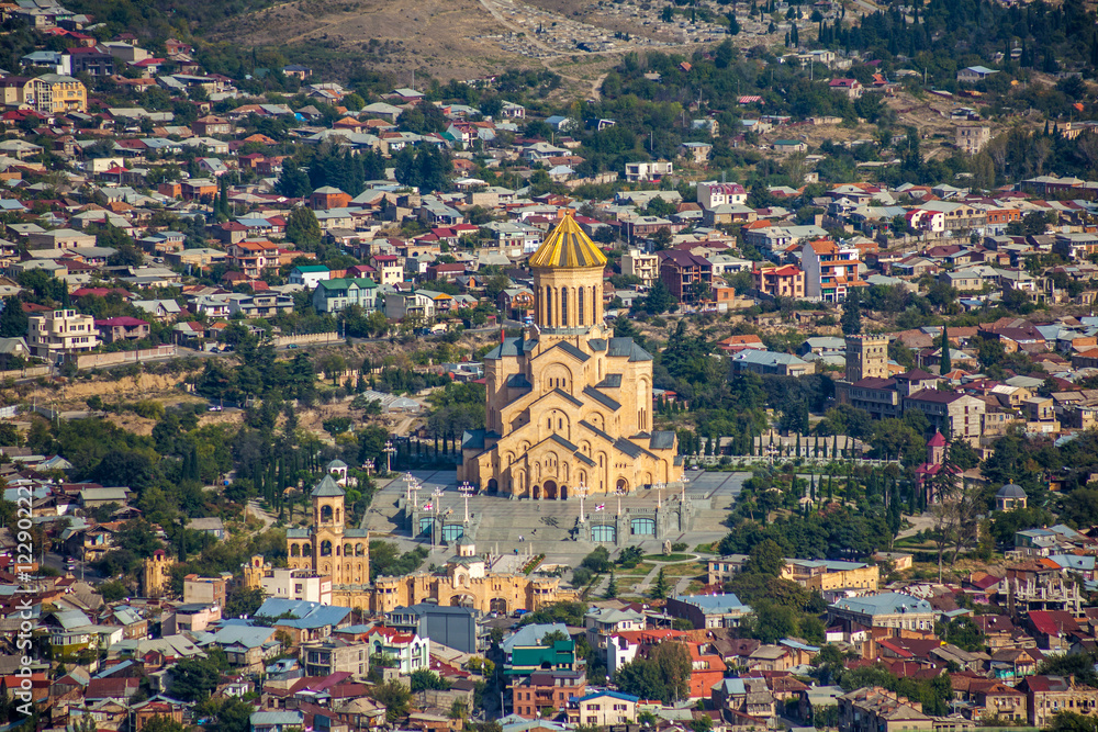 Top View Of Sameba Or Holy Trinity Cathedral Of Tbilisi, The Mai