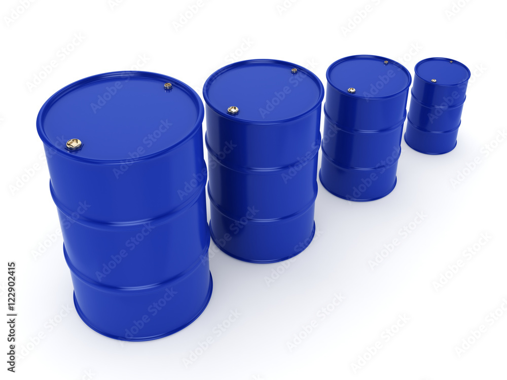 3D rendering blue barrels 3D rendering blue barrels