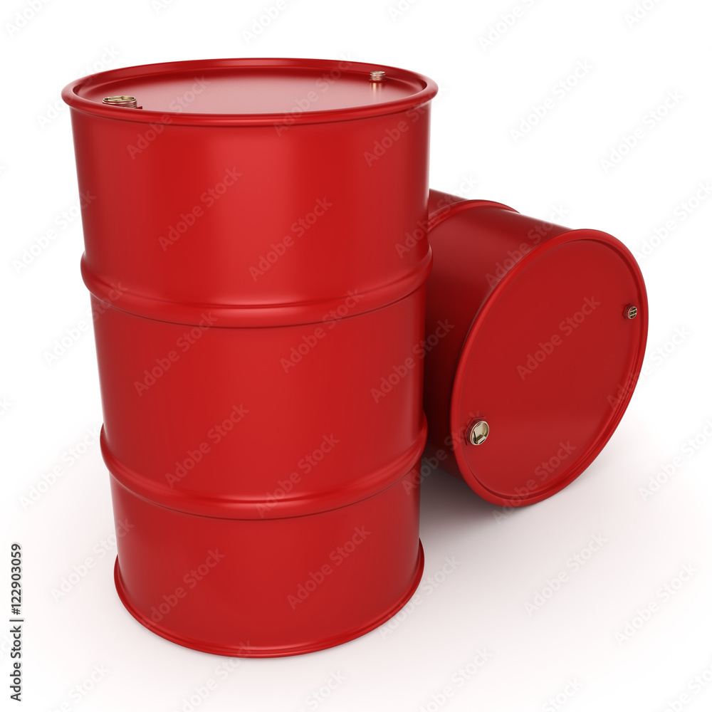 3D rendering red barrels 3D rendering red barrels