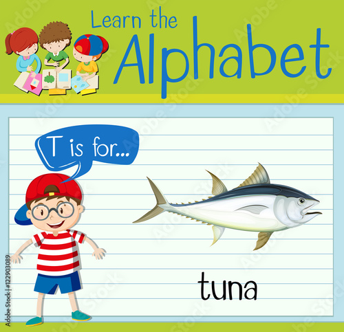 Flashcard letter T is for tuna