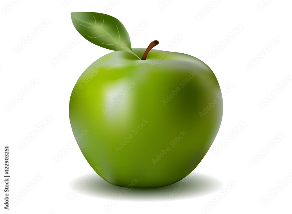 Fresh green tasty apple - obrazy, fototapety, plakaty 