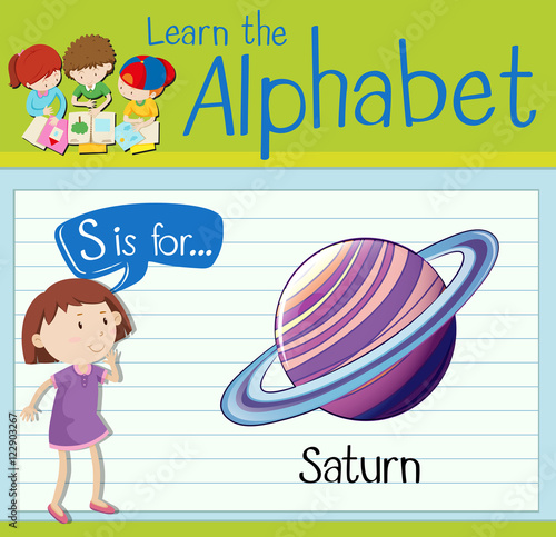 Flashcard letter S is for saturn