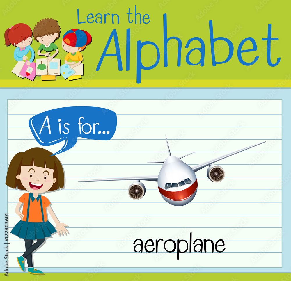 Flashcard letter A is for aeroplane Flashcard letter A is for aeroplane