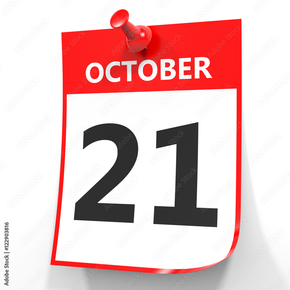 October 21. Calendar on white background. October 21. Calendar on white background.