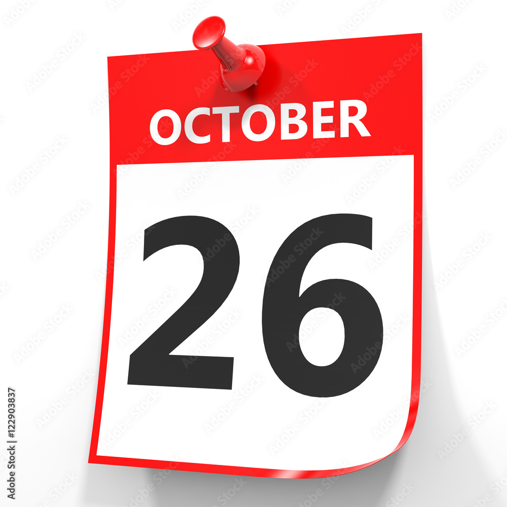 October 26. Calendar on white background. October 26. Calendar on white background.