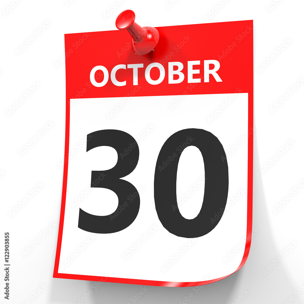 October 30. Calendar on white background. October 30. Calendar on white background.