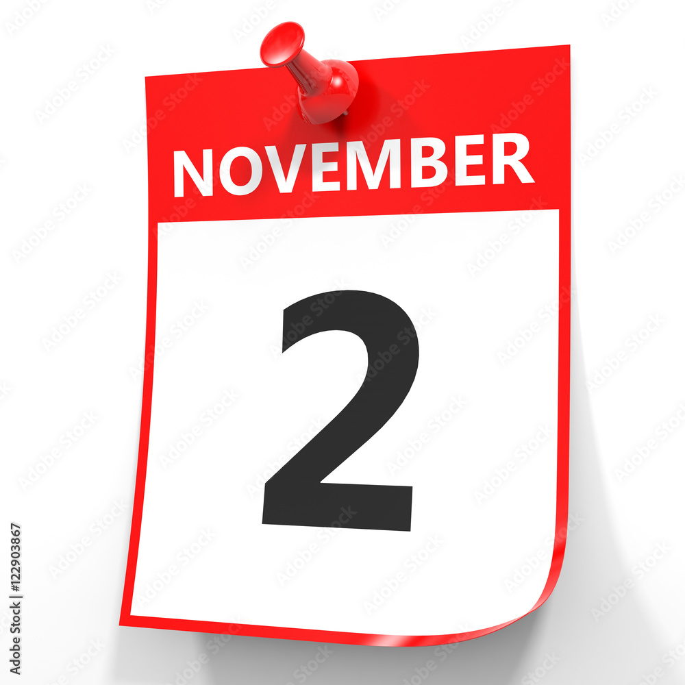 November 2. Calendar on white background. November 2. Calendar on white background.