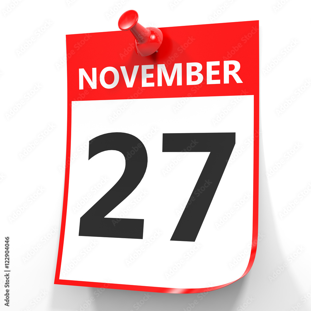November 27. Calendar on white background. November 27. Calendar on white background.