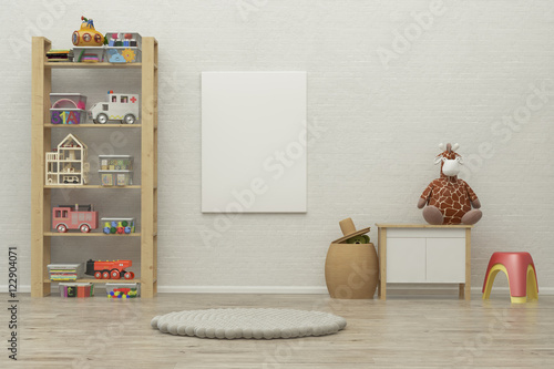 kids game room interior image. 3D Rendering