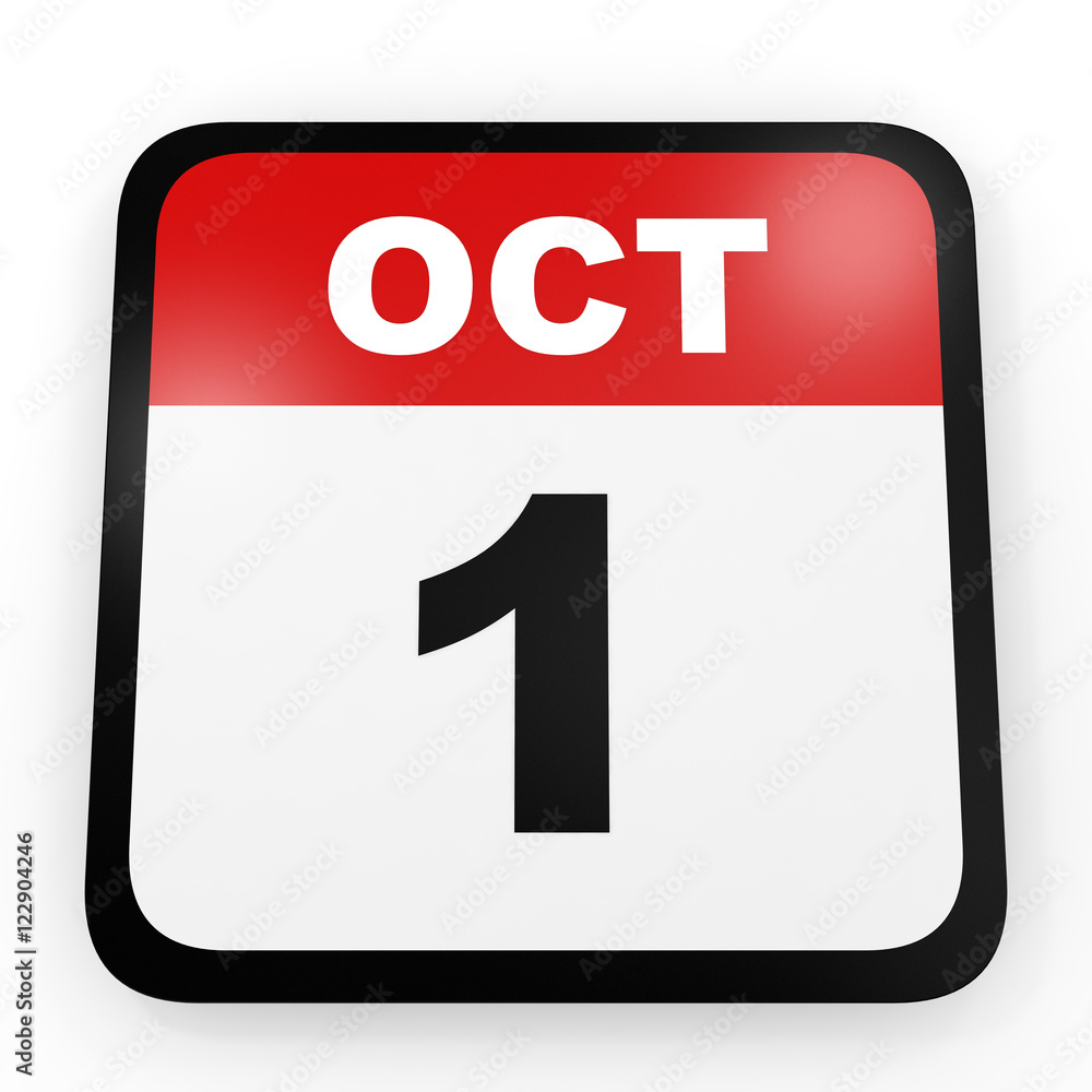 Fototapeta premium October 1. Calendar on white background.