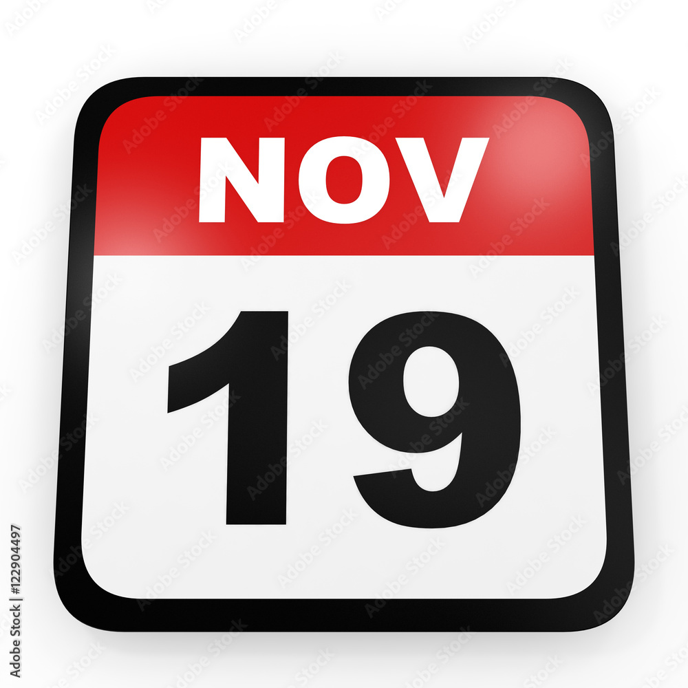 November 19. Calendar on white background. November 19. Calendar on white background.