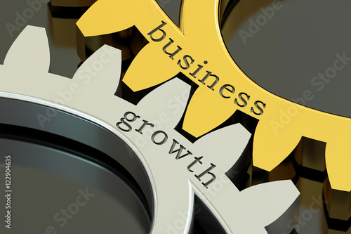 Business Growth concept on the gearwheels, 3D rendering