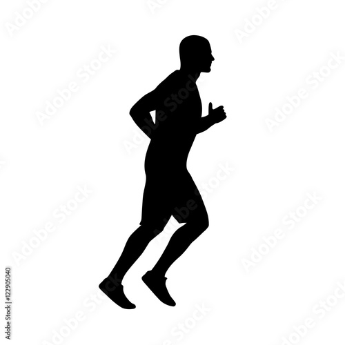 Running man vector silhouette. Run, individual summer sport. Iso