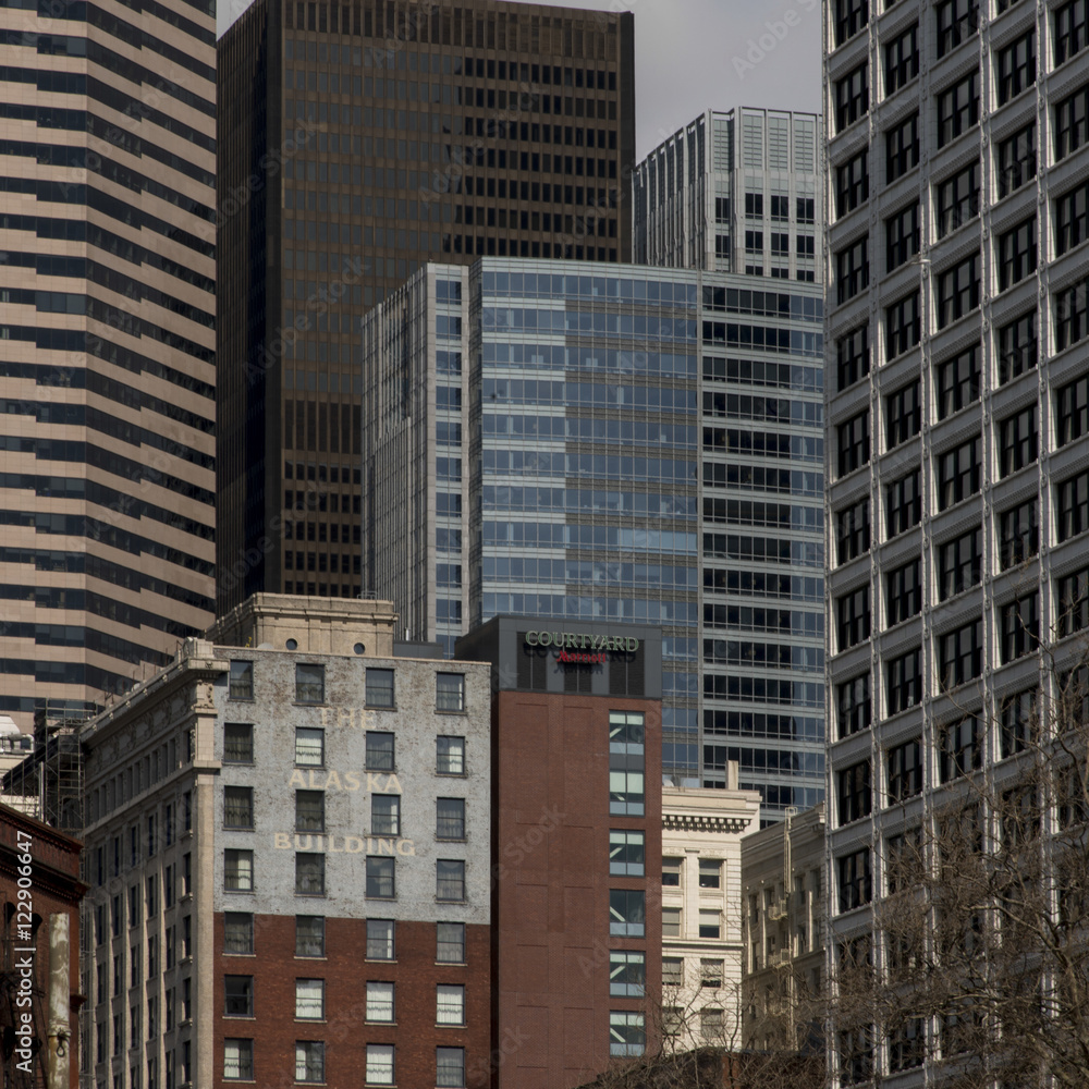 Obraz premium Buildings in a city, Pioneer Square, Seattle, Washington State,