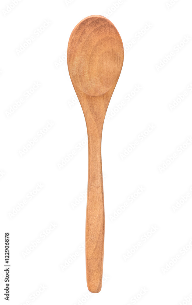 bright wooden spoon on an isolated white background bright wooden spoon on an isolated white background