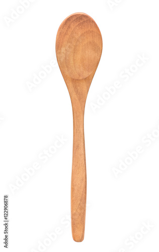 bright wooden spoon on an isolated white background