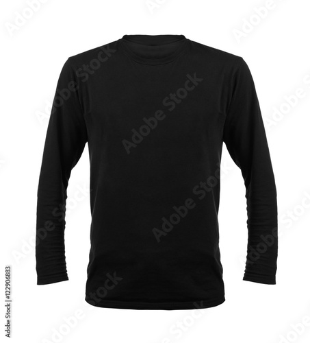 Black t-shirt with long sleeves isolated on white background