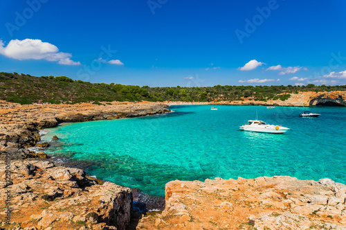 Beautiful view to the coast beach Cala Varques at Majorca Spain