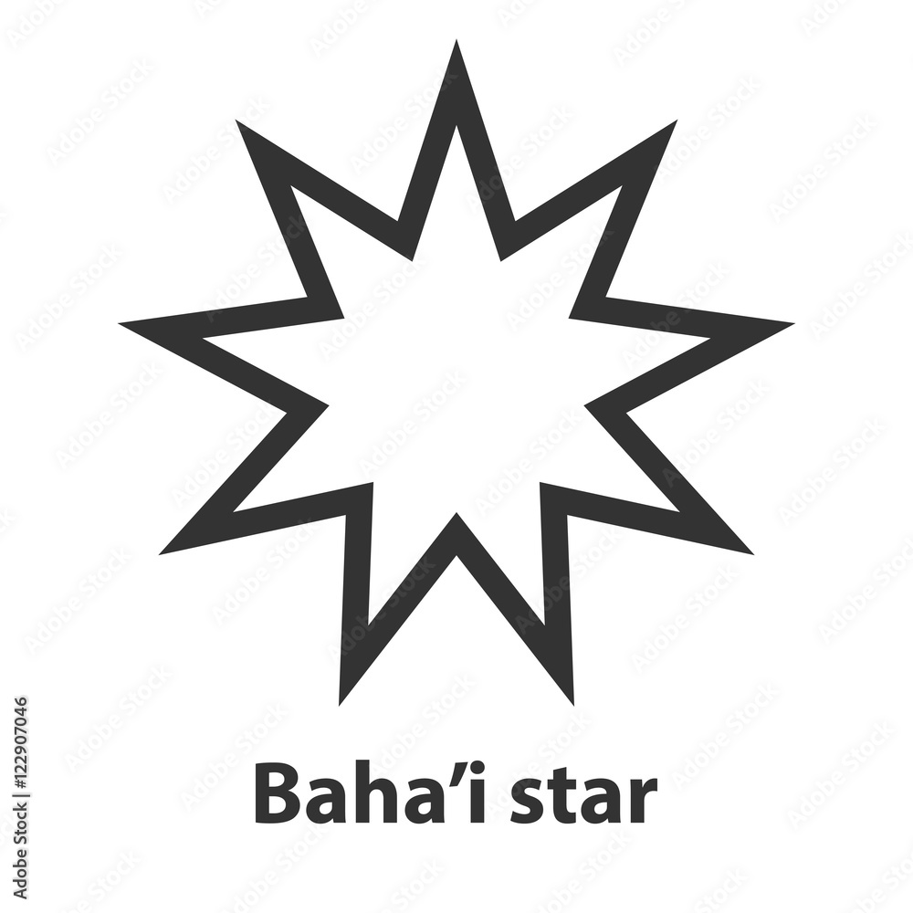 Icon of Bahai Nine pointed star symbol. Bahaism religion sign Icon of Bahai Nine pointed star symbol. Bahaism religion sign