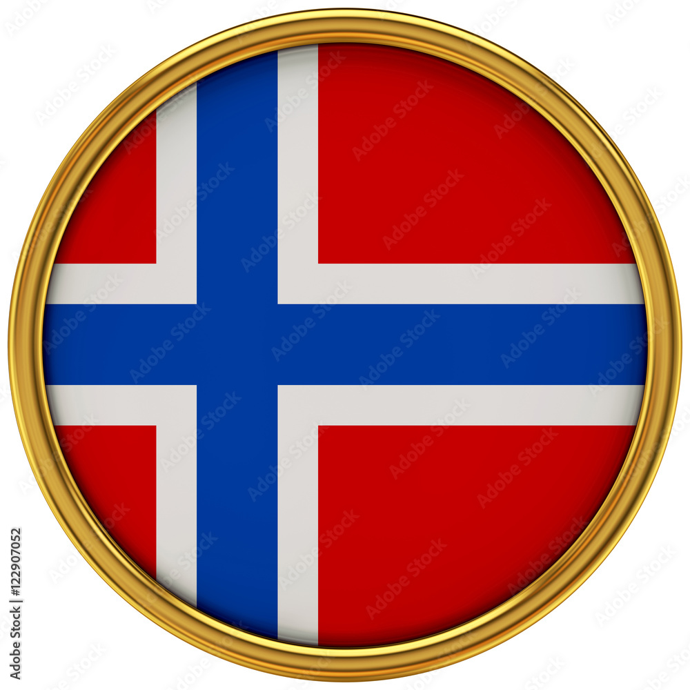 Obraz premium Norway Flag Glossy Button/icon (3d rendering).