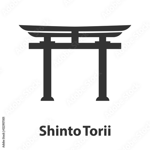 Photography Icon of Shinto symbol. Torii religion sign
