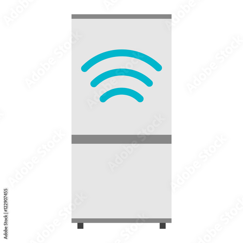 Modern refrigerator kitchen flat vector illustration.