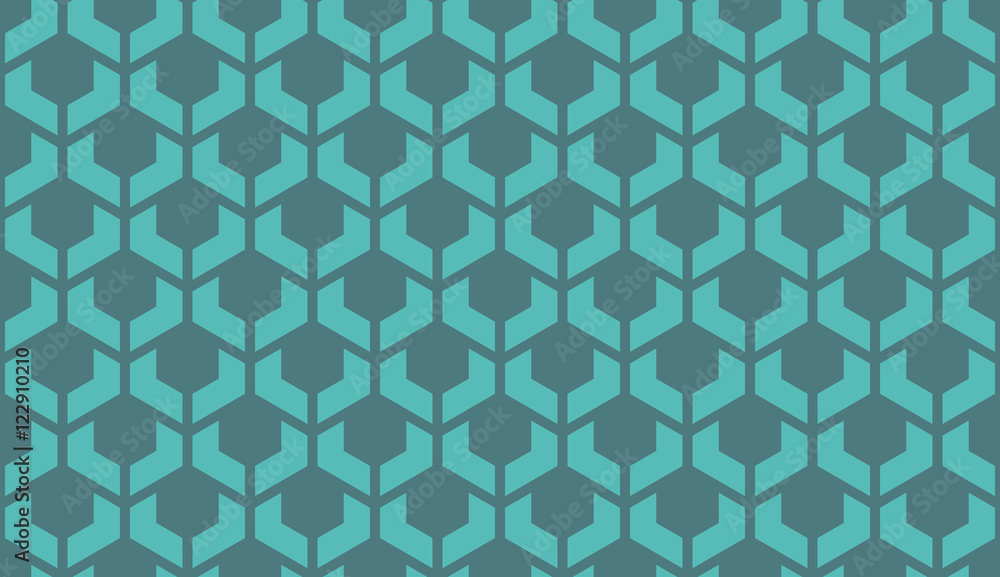 Seamless cyan futuristic hexagonal scales pattern vector