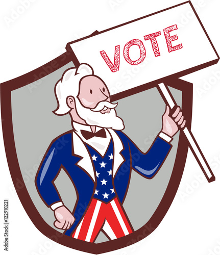 Uncle Sam American Placard Vote Crest Cartoon