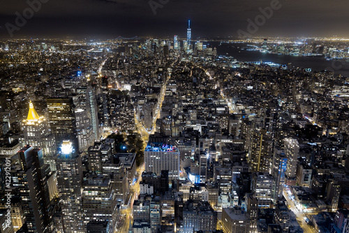 Tableau sur toile New York Manhattan bei Nacht Skyline