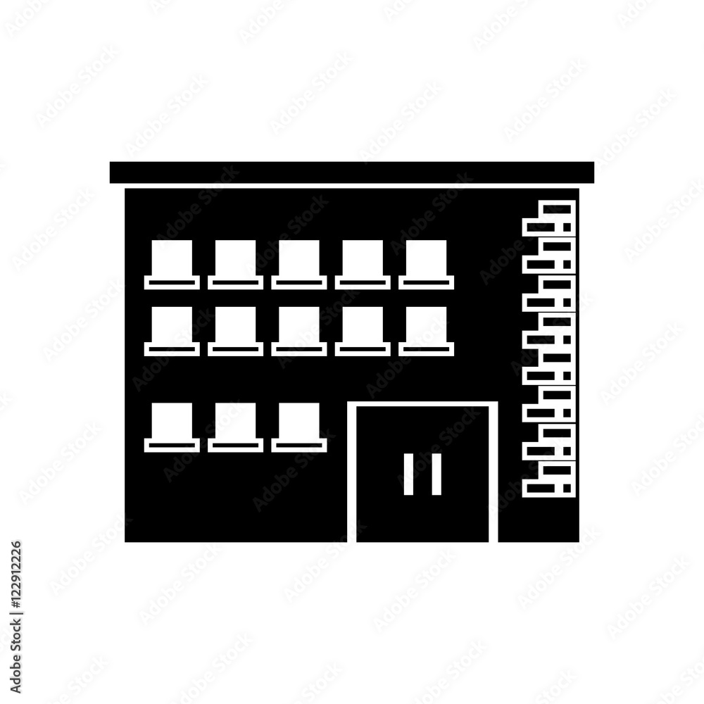 Building with windows icon. Architecture city and urban theme. Isolated and silhouette design. Vector illustration Building with windows icon. Architecture city and urban theme. Isolated and silhouette design. Vector illustration