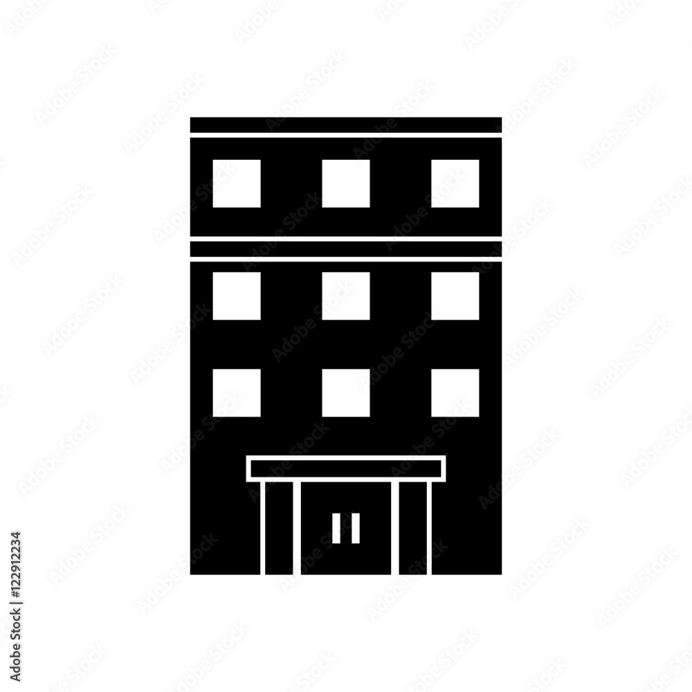 Building with windows icon. Architecture city and urban theme. Isolated and silhouette design. Vector illustration Building with windows icon. Architecture city and urban theme. Isolated and silhouette design. Vector illustration