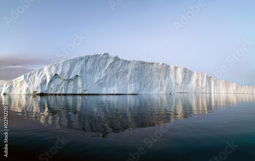 Icebergs on arctic ocean at Greenland. May 16, 2016.