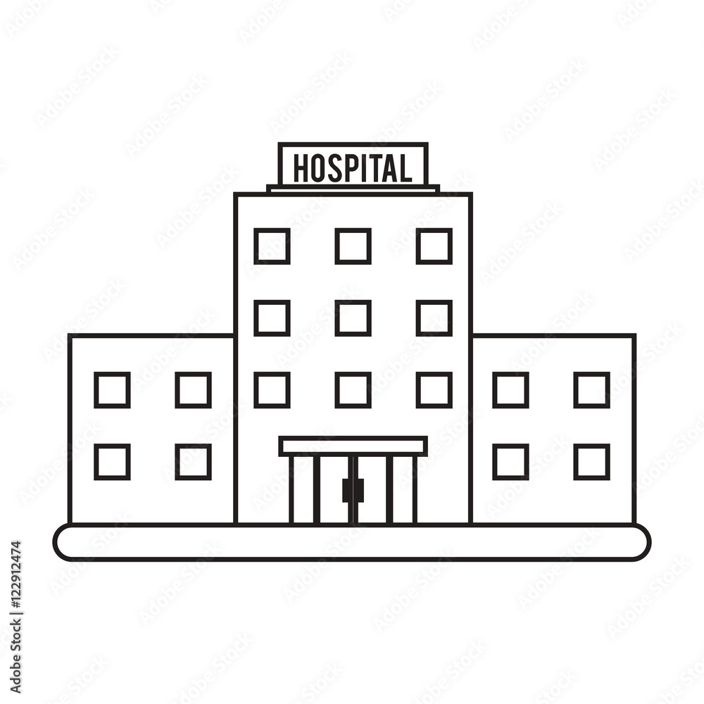 Hospital building icon. Medical and health care theme. Isolated and silhouette design. Vector illustration Hospital building icon. Medical and health care theme. Isolated and silhouette design. Vector illustration