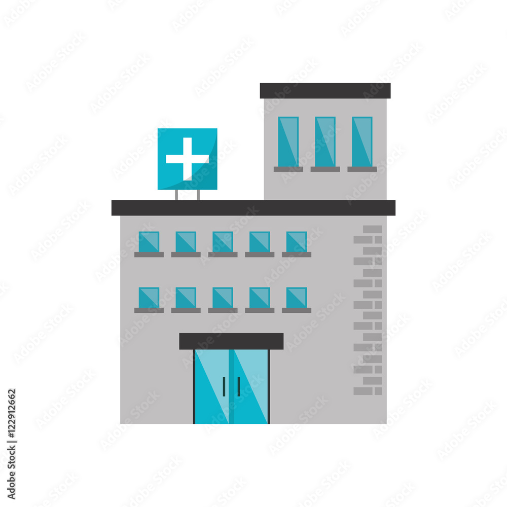 Hospital building icon. Medical and health care theme. Isolated design. Vector illustration Hospital building icon. Medical and health care theme. Isolated design. Vector illustration